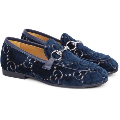 gucci blue velvet moccasin loafers